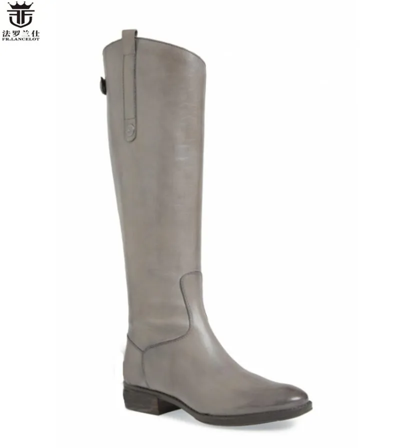 2018 FR.LANCELOT top fashion brand chelsea boots genuine leather men winter long boots luxury design knee high slip on shoe men 2018 fr lancelot new design winter men ankle boots genuine leather men short boots luxury brand men black men high chelsea boots