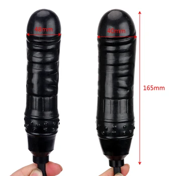 IKOKY Inflatable Dildo Fake Penis Anal Plug Huge Dildo with Pump Black Butt Plug Large Female Masturbation Sex Toys for Women 5