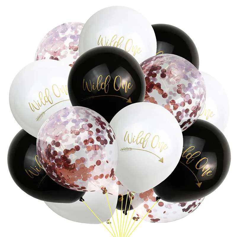 

Black White Arrow Wild One Balloons Baby 1st Birthday Party Decoration Latex Balloons Boy One Year Birthday Letter Ballon