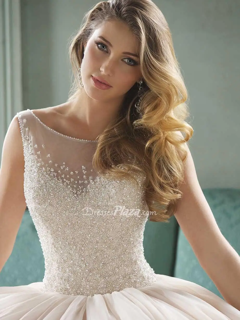 Elaborate Ball Gown Sheer Boat Neck Beaded Bodice Sleeveless Wedding Elaborate Ball Gown Sheer Boat Neck Beaded Bodice Sleeveless Wedding Dress In Dresses From Weddings Events On Aliexpress Alibaba Group