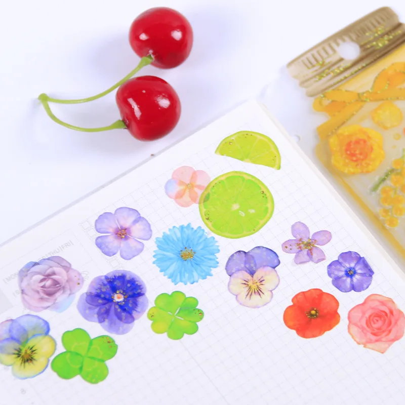 Цветущая весна свежий Сверкающие Цветы Bullet Journal Декоративные Канцелярские наклейки Скрапбукинг DIY дневник альбом Stick