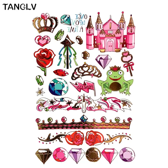 Henna Tatuagem Taty Body Art Temporary Tattoo Stickers Frog Prince Castle Rainbow Diamond Glitter Tatoo Sticker Henna Tatuagem Taty Body Art Temporary Tattoo Stickers Frog Prince Castle Rainbow Diamond Glitter Tatoo Sticker