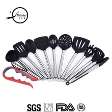Atekuker 12Pcs Kitchen Utensils Cooking Ladle Spoon Slotted Turner Egg Beater Food Clip Spaghetti Tool Bottle Opener Kitchenware