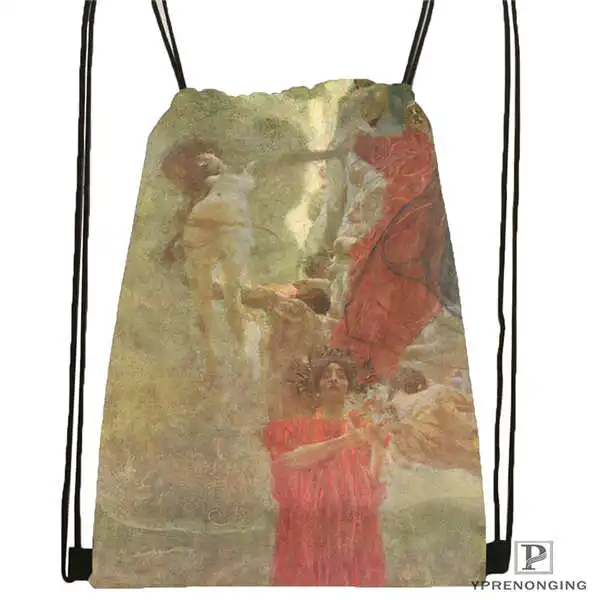 Drawstring Backpack Custom Gustav_Klimt@ 4 походная сумка на шнурке милый рюкзак для детей(черная спинка) 31x40 см#20180611-02-98 - Цвет: Drawstring Backpack