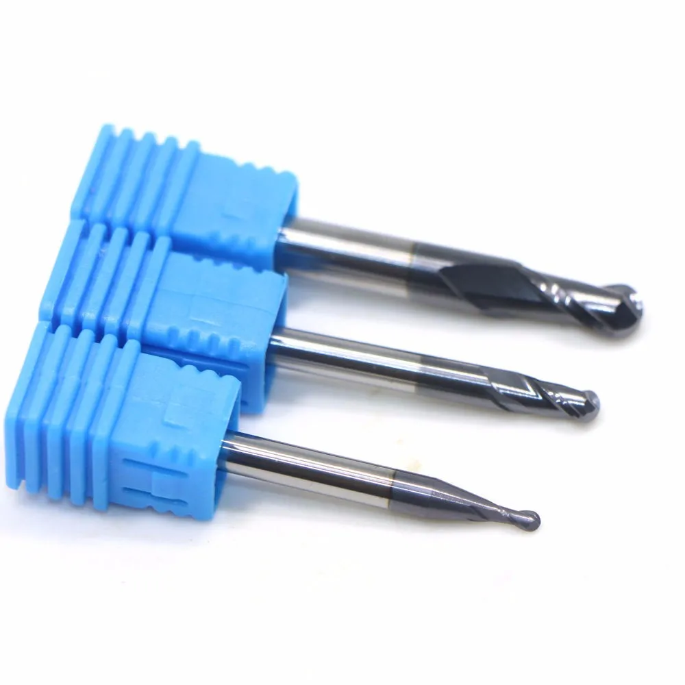 3PCS Nitrogen Coated 2 flutes Ball Nose End Mill set CNC tool R1.0//2.0// 3.0MM