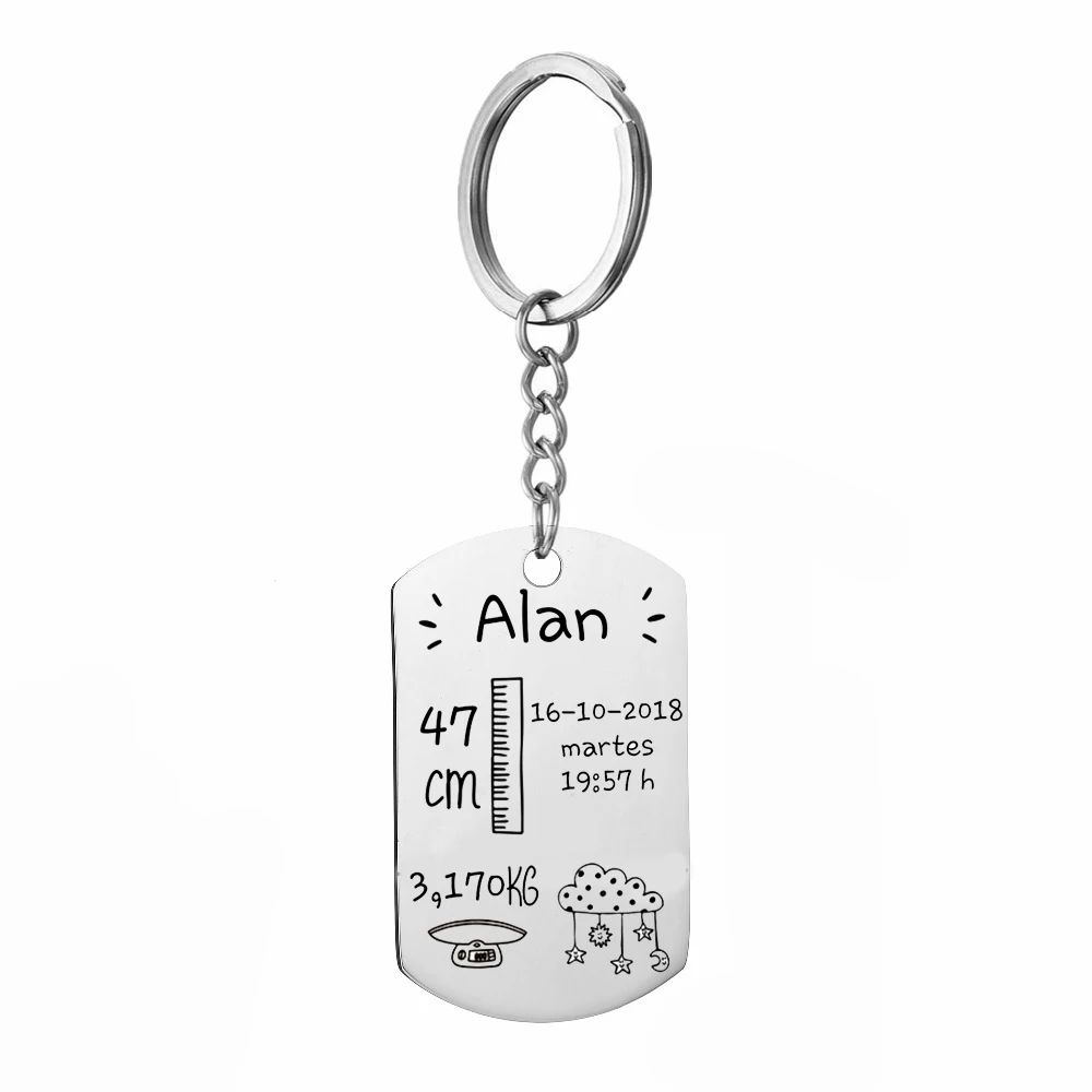 

Custom DIY Tag Keychains Personalized Baby Stats Key Holder Gift For New Mom Dad Handmade Kids Information Keyrings