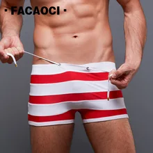Мужской полосатый купальник, сексуальные плавки-боксеры, шорты для серфинга, облегающие мужские боксеры, мужские пляжные шорты, купальники