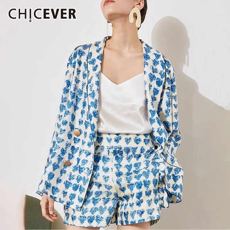 Женский клетчатый костюм CHICEVER комплект из двух предметов с отложным воротником и