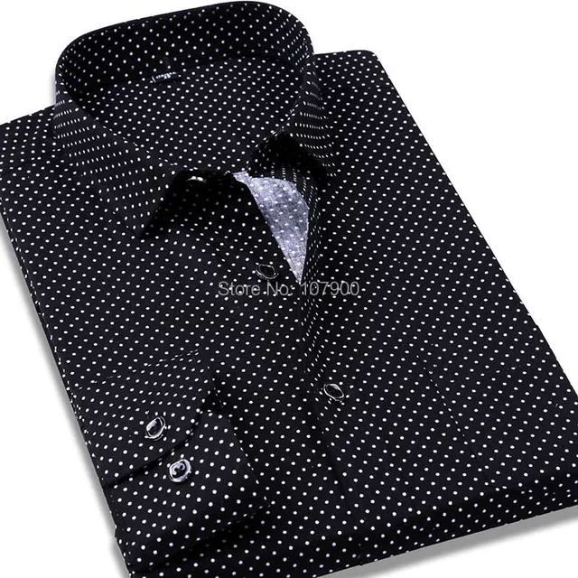 black polka dot dress shirt