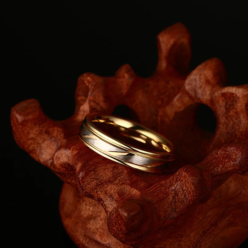 Мода мужчин обручальные кольца 18k золотые кольца нержавеющей стали пара обручальные кольца для мужчин и женщин
