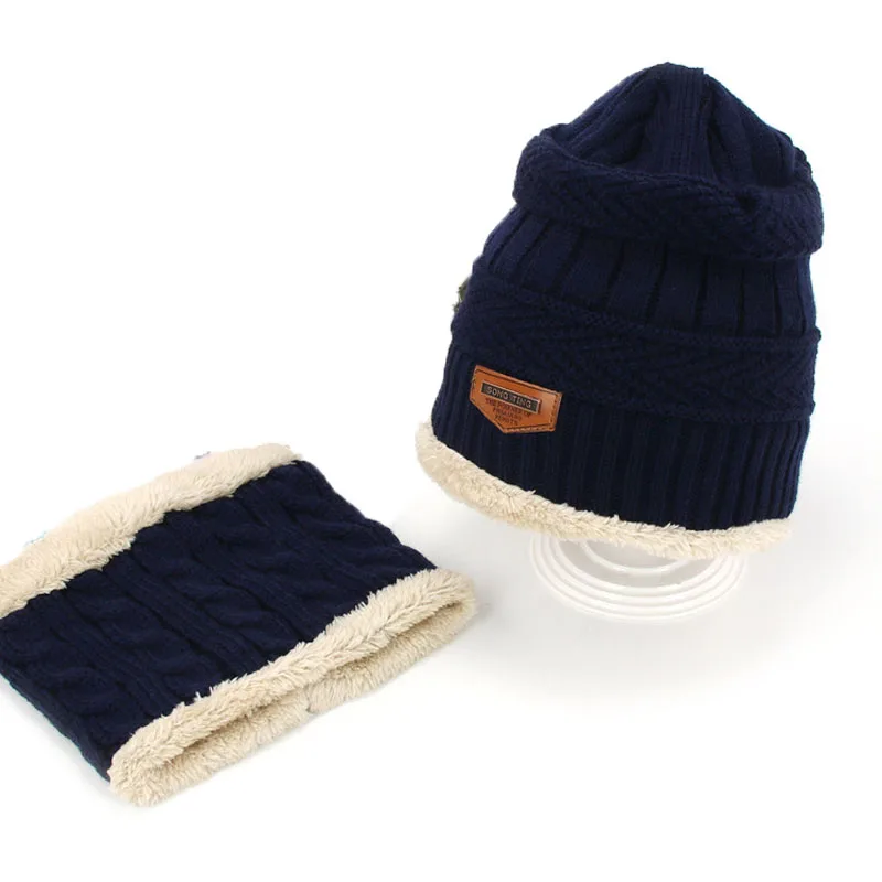 Комплект шапочки унисекс для детей и взрослых, детский толстый вязаный вельветовый головной убор и шарф, зимний теплый костюм, шапка и шарф, MZ5356