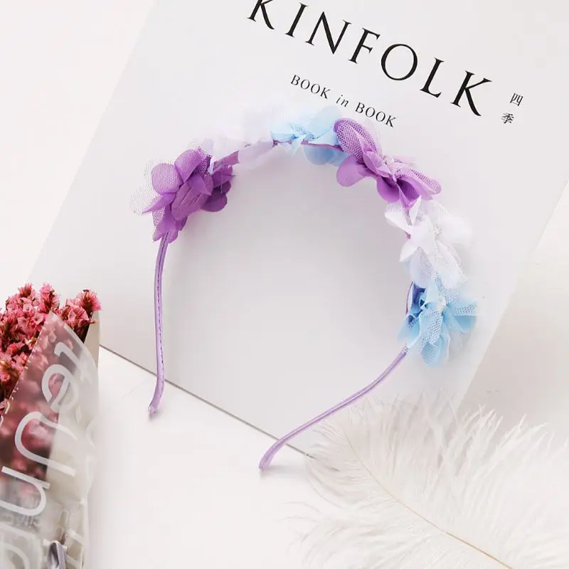 

Children Headband Handmade Fabric Chiffon Girls Garland Flower Baby Hair Strap Head Band