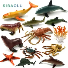 Simulação de Plástico mar Tubarão Peixe Golfinho lagosta caranguejo polvo Animais Figura Modelo Criaturas Do Oceano Presente Para As Crianças Crianças Brinquedos
