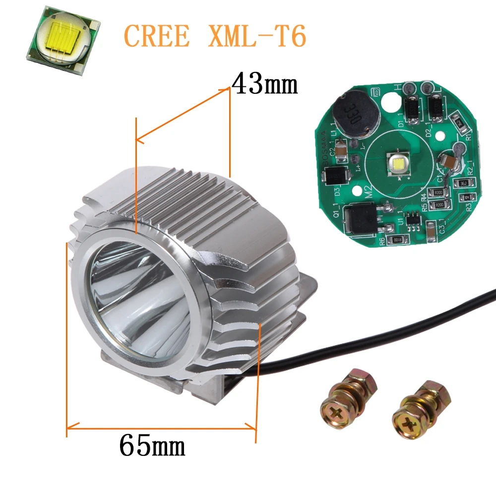 Bosmaa 1 шт./2 шт. водонепроницаемый Светодиодный прожектор для мотоцикла 6 Вт 1000Lm XML-T6 белый скутер/велосипед Алюминиевый противотуманный DRL налобный фонарь