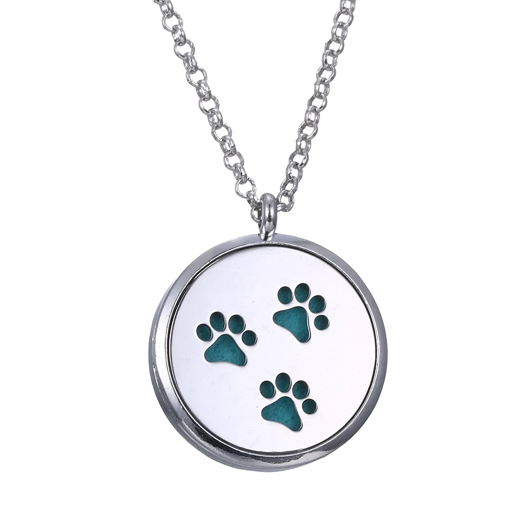 

Aroma Diffuser footprint Necklace Open Lockets Pendant Perfume Essential Oil Locket to send Chain length 60cm+1pcs Hair HTZ3024