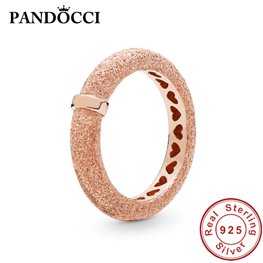 

PANDOCCI 100% 925 Sterling Silver 187954 Rose Matte Brilliance Ring 2019 Warm Spring New Wholesale Free Shipping