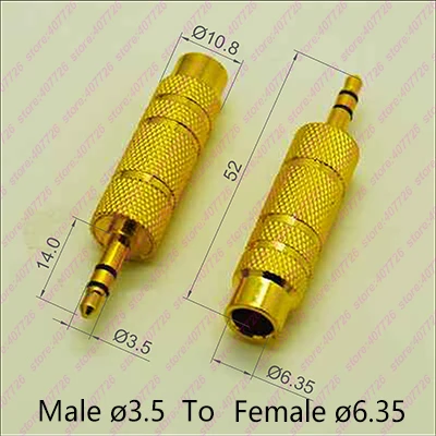 Free Shipping 100PCS Gilded Audio Plug Connectors Male 6 35 To Female 3 5 Stereo Adapter Plug Headphone Adapter Plug Terminals
