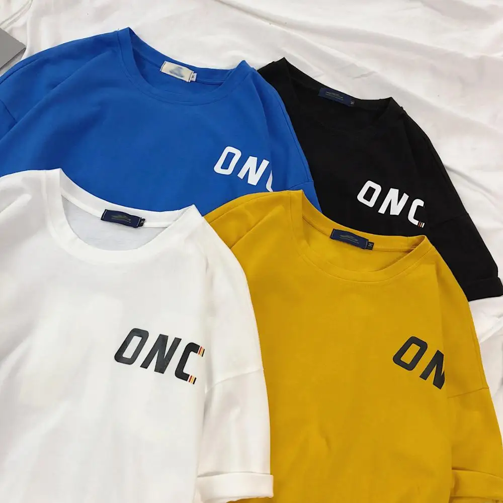 

19 Summer New Four-color Alphabet Cotton Short-sleeved Couple Top Half-sleeved Shirt-799
