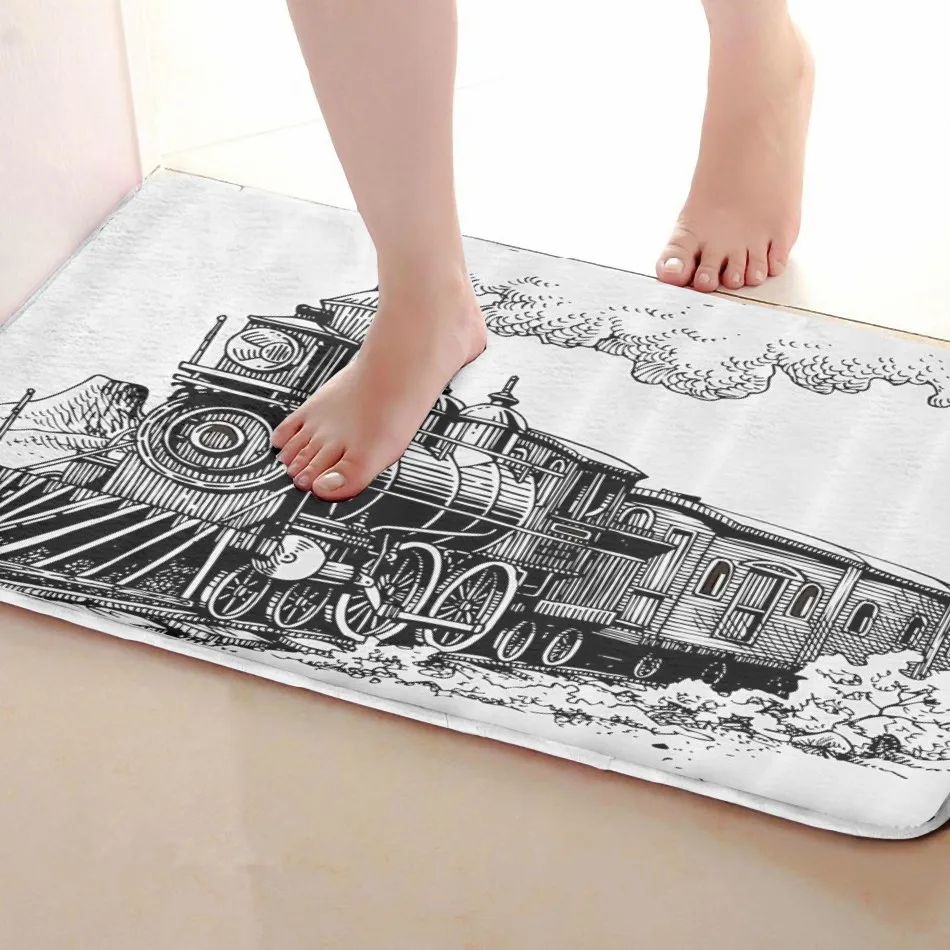 Стиль поезда коврик для ванной комнаты, смешной Противоскользящий коврик для ванной, занавески для душа s аксессуары, соответствующие вашей душевой занавеске