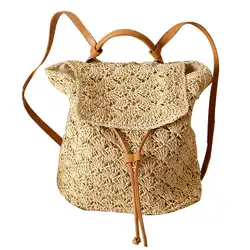 ISHINE тканый рюкзак женский смешанный хлопок Мори девушка стиль модный винтажный пляж для отдыха соломенный сумка повседневная сумка летний