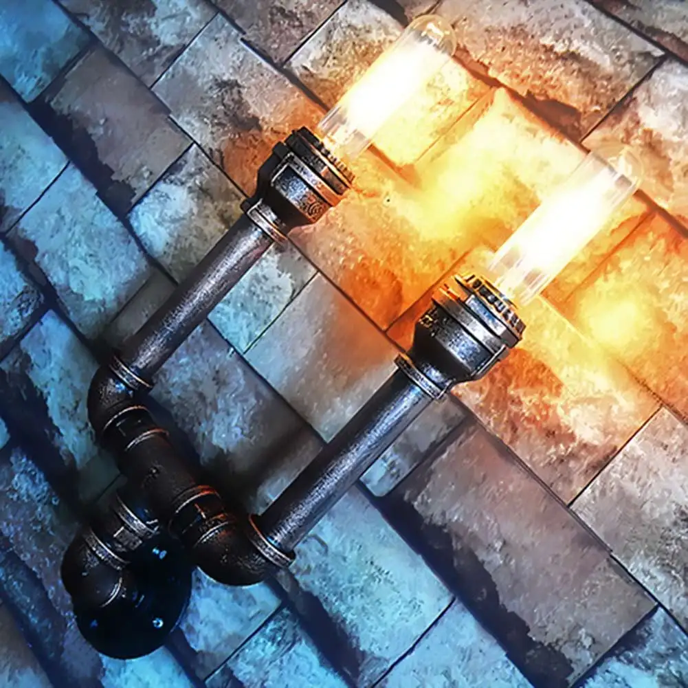 

Loft American country Industrial style Iron Retro Water pipe Wall lamps Vintage Lighting E27 Edison bulb wall Lights