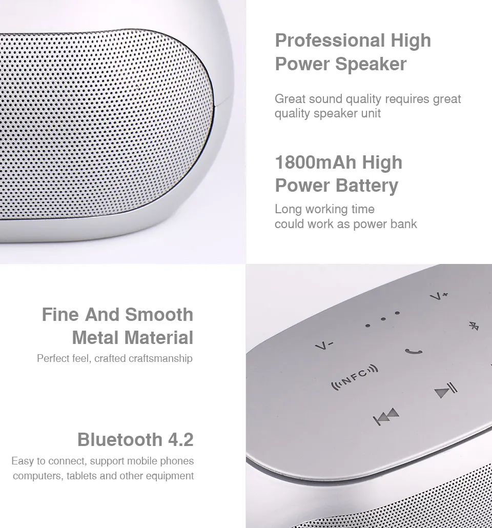 Touch Bluetooth Speaker Wireless Speaker 3D Digital Bass Sound NFC 25m Portable Speaker Support TF Card MIC Hands free For Phone (3)