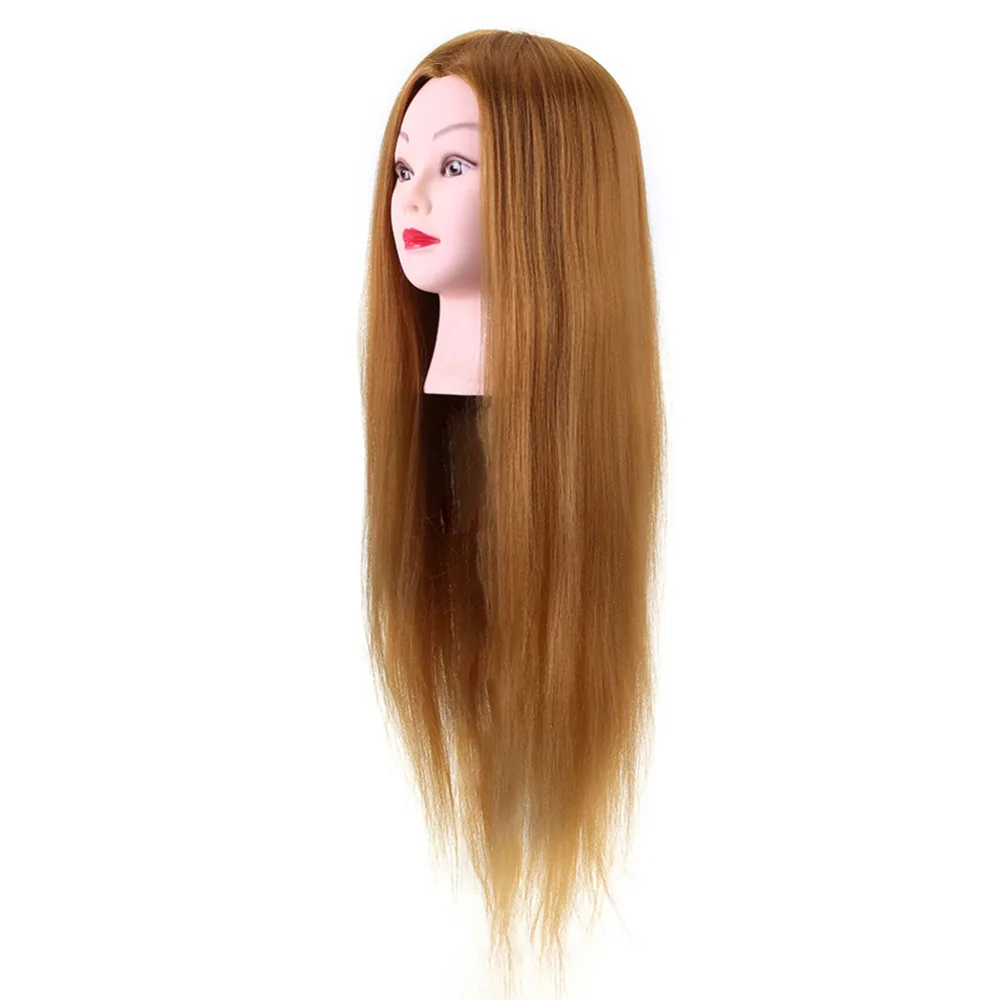 40% настоящие человеческие волосы 2" манекен голова парикмахера плетение практика манекен обучение голова кукла коричневый блондин с зажимом стенд