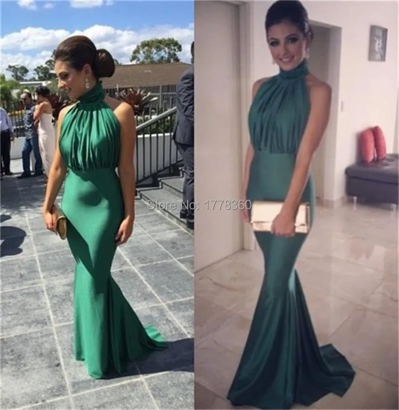Emerald-Green-Long-Evening-Dresses-Mermaid-Simple-Elegant-High-Neck-Ruched-Party-Prom-Dress-Floor-Length (1)