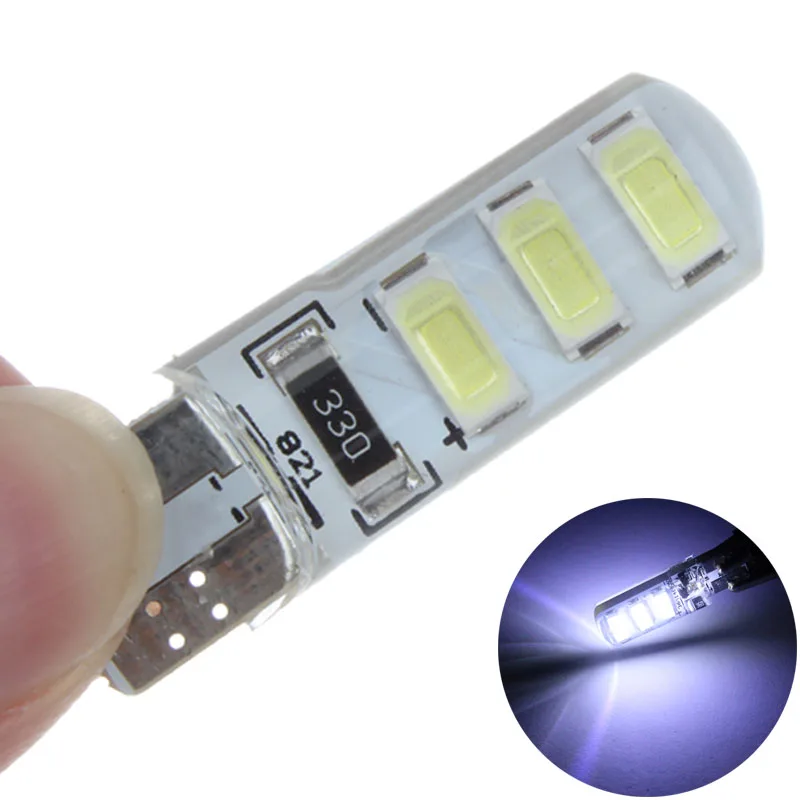 

Silicone Waterproof High Quanlity White T10 W5W 194 168 LED Car Clearance Light bulb wedge dome light Signal Brake Lamp for lada