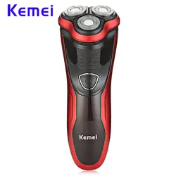 Kemei Электрический Wasbare бритвы перезаряжаемые Ротари для мужчин бритвы с 3D бритвенные головки удаления волос Scheren машины