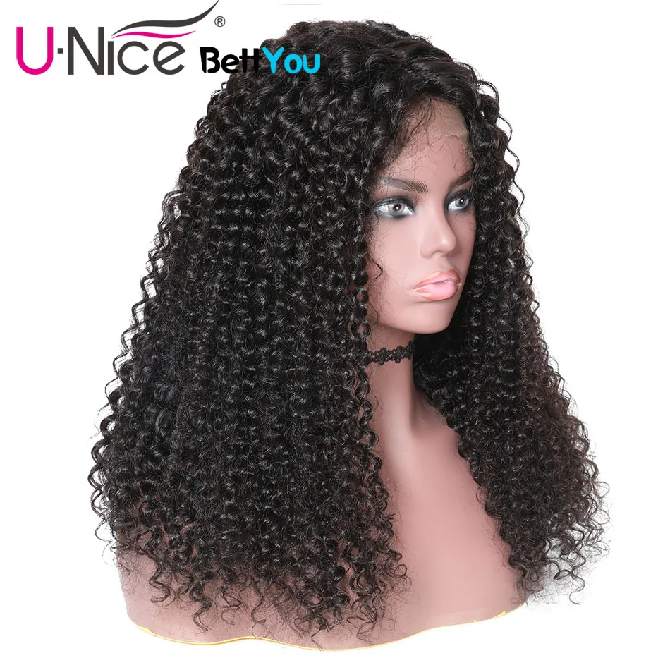 Волосы UNICE монгольские вьющиеся человеческие волосы парик с предварительно выщипанные волосы для женщин Remy 13*6 вьющиеся волосы на фронте