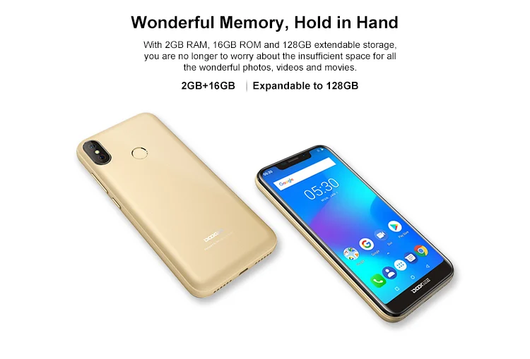 DOOGEE X70 2GB RAM 16GB ROM MTK6580A 1.3GHz Quad Core 5.5 Inch 2.5D IPS Screen Dual Camera Android 8.1 3G Smartphone