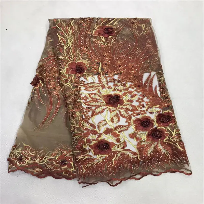 

Fashion style newest lace fabric with sequins and stones popular african lace fabric for dress best quality tulle lace fabric