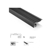 10 компл. Х 2 м лестница шаг светодиодные алюминиевые профили с слепой ПВХ крышкой, черный анодированный лестницы светодиодные алюминиевые каналы слепой ПВХ крышка