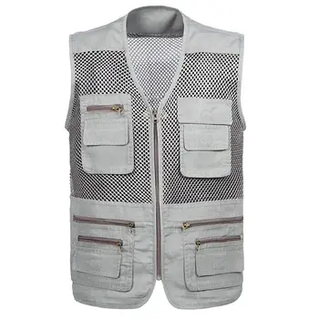 

New Arrival Multi-pockets Out door Vest Men Professional Photography Cameraman Mesh Vest for Hunt Director Reporter Vests