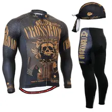 Life on Track Brand Spring Cycling Set Seamless Stitching Long Sleeves Bicycle Clothing Skulls Gel Pad Long Maillot
