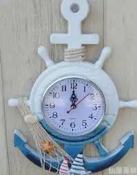 1 шт. часы в форме якоря пляж море тема морской корабль колесо рулевое колесо Морская Звезда Декор Настенный декор MP 009 - Цвет: Темно-серый