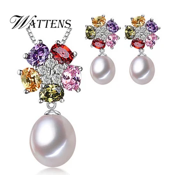 

WATTENS Pearl Jewelry set, Natural freshwater pearls jewelry gifts for women, necklace pendant & earrings new,wedding event