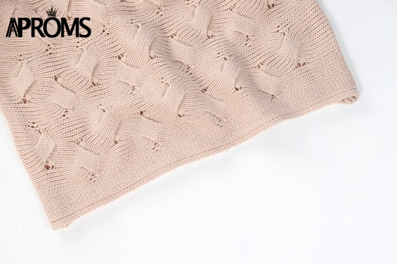 Aproms с открытыми плечами твист вязаный свитер Для женщин Розово-серый свободные толстые пуловеры Зимняя мода крутой Топы Sueter Mujer