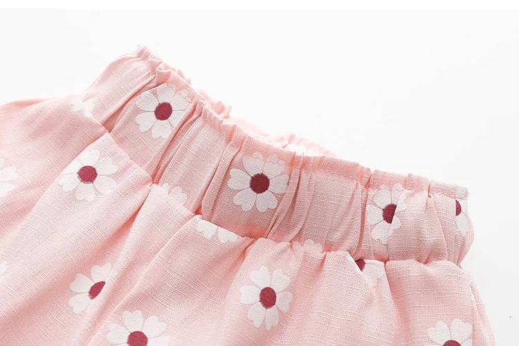 Girls Clothing Set 2018 Summer 2-10 Years Old Little Kids Girl Hollow Out Fly Sleeve T Shirt+Floral Shorts 2 Piece Suit Sets (16)
