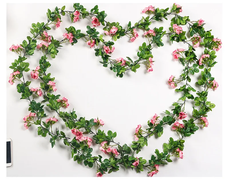 Flone Artificial Silk Rose Fake Flowers Vine Rattan 1.8m Roses Vine Wedding Patio Air Conditioning tube Home Wall Art Decoration (11)