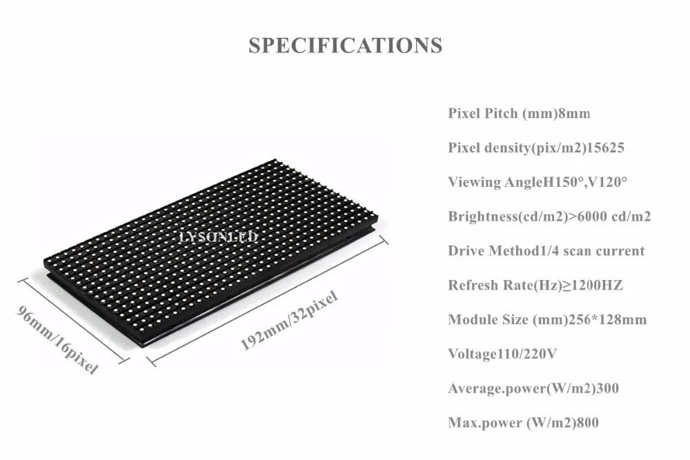 LYSON светодиодный, опт, P8, уличный, SMD3535, полноцветный светодиодный модуль дисплея, 256*128 мм, 1/4 сканирования, P8 светодиодный модуль, уличная видео панель