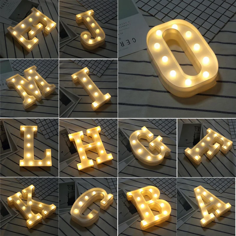Led Marquee буква Алфавит символ огни знак Свадьба День Рождения Декор лампы
