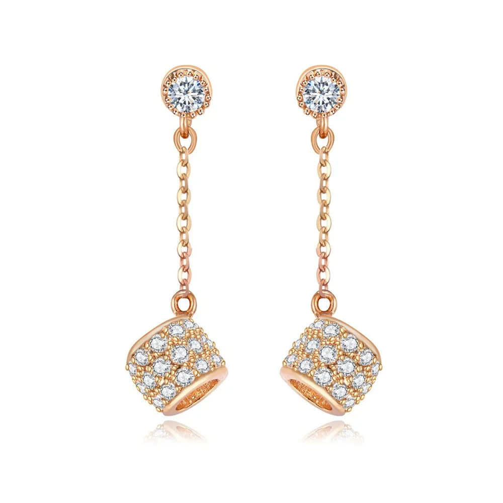 Fashion champagne gold stud earrings zircon stone woman earringsin