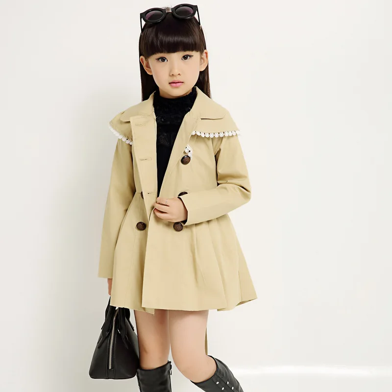 Anlencool/ г., детский плащ в Корейском стиле для девочек, ветровка детская одежда clang Bear куртка для девочек - Цвет: khaki