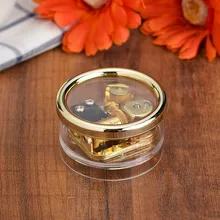 Laxury Круглый прозрачный акриловый Музыкальная шкатулка с ветром до Золотой музыкального движения много песня может выбрать