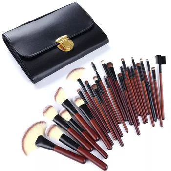

26pcs High quality wood Pro Makeup Brushes Set + PU Bag Cosmetic Tools Powder Eyeshadow Blending Smoky Face Make Up Brush Set