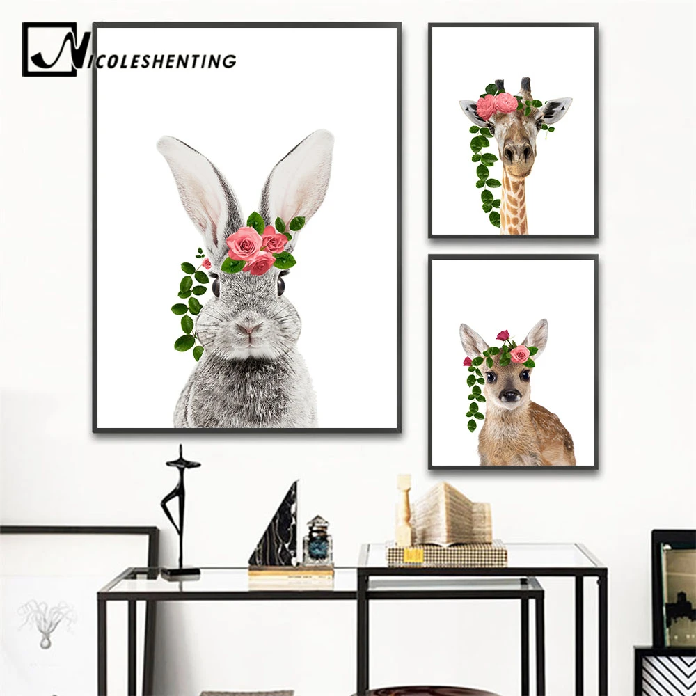 Great Baby Shower Gift Nursery Wall Art Cute Flying Baby Animals Bunnies with Umbrella Nursery D\u00e9cor Digital Download