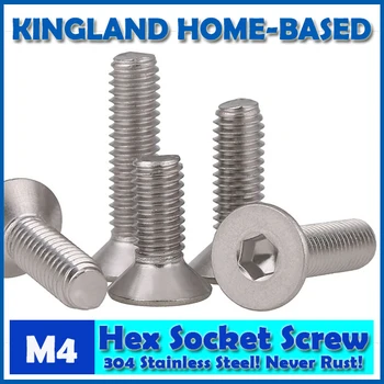

M4 DIN7991 Hexagon Hex Socket Countersunk Flat Head Cap Screws 304 Stainless Steel DIY Home Maintain Matel Working