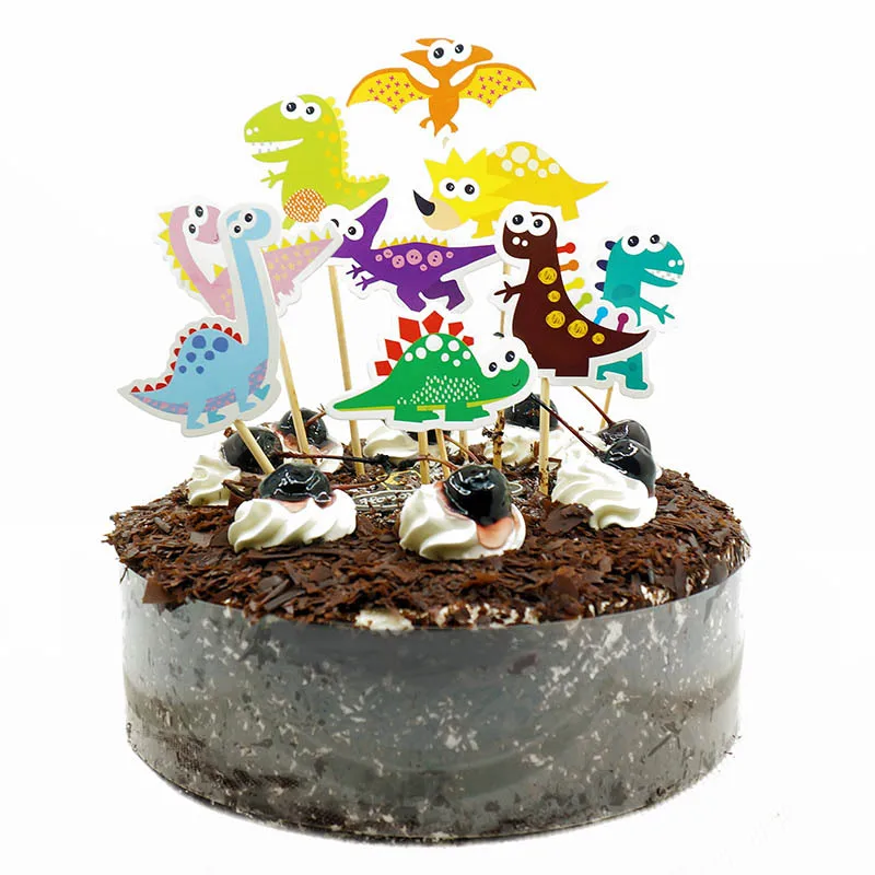 

9pcs Dinosaurs Cupcake Topper Animals Happy Birthday Cake Topper For Baby Shower Kids Birthday Dinosaurs Party Cake Decorations
